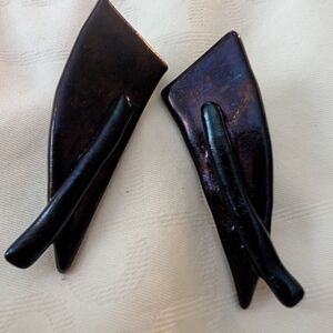 Mostly Black And Purple Cosmic Women's Abstract Artisan Earrings